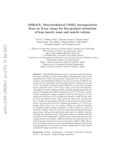 MSKdeX: Musculoskeletal (MSK) decomposition from an X-ray image for
  fine-grained estimation of lean muscle mass and muscle volume