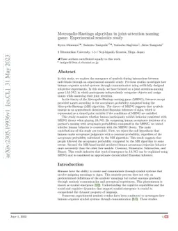 Metropolis-Hastings algorithm in joint-attention naming game:
  Experimental semiotics study