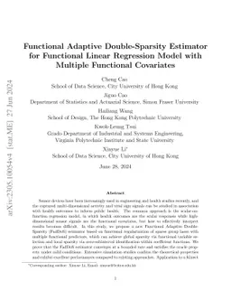 Functional Adaptive Double-Sparsity Estimator for Functional Linear
  Regression Model with Multiple Functional Covariates