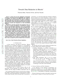 Towards Data Redaction in Bitcoin