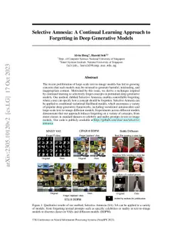 Selective Amnesia: A Continual Learning Approach to Forgetting in Deep
  Generative Models