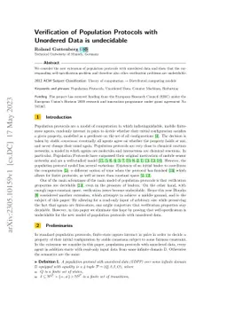 Verification of Population Protocols with Unordered Data is undecidable