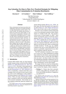 Stop Uploading Test Data in Plain Text: Practical Strategies for
  Mitigating Data Contamination by Evaluation Benchmarks