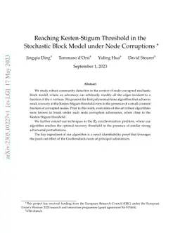 Reaching Kesten-Stigum Threshold in the Stochastic Block Model under
  Node Corruptions