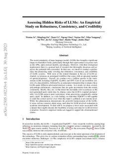 Assessing Hidden Risks of LLMs: An Empirical Study on Robustness,
  Consistency, and Credibility