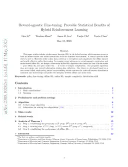 Reward-agnostic Fine-tuning: Provable Statistical Benefits of Hybrid
  Reinforcement Learning