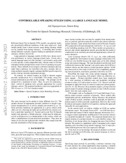 Controllable Speaking Styles Using a Large Language Model
