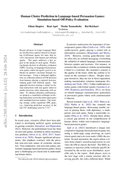 Human Choice Prediction in Language-based Persuasion Games: Simulation-based Off-Policy Evaluation