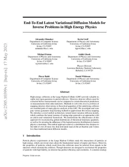 End-To-End Latent Variational Diffusion Models for Inverse Problems in
  High Energy Physics