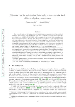 Minimax rate for multivariate data under componentwise local
  differential privacy constraints