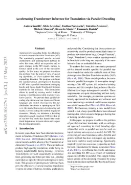 Accelerating Transformer Inference for Translation via Parallel Decoding