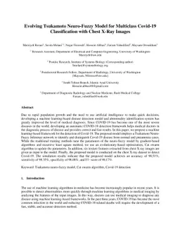 Evolving Tsukamoto Neuro Fuzzy Model for Multiclass Covid 19
  Classification with Chest X Ray Images