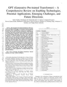 Generative Pre-trained Transformer: A Comprehensive Review on Enabling
  Technologies, Potential Applications, Emerging Challenges, and Future
  Directions