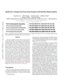 DualVector: Unsupervised Vector Font Synthesis with Dual-Part
  Representation