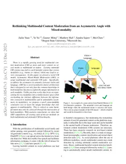 Rethinking Multimodal Content Moderation from an Asymmetric Angle with
  Mixed-modality