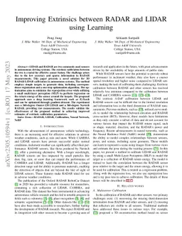 Improving Extrinsics between RADAR and LIDAR using Learning