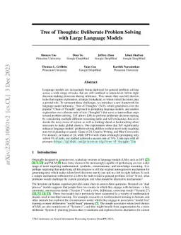 Tree of Thoughts: Deliberate Problem Solving with Large Language Models