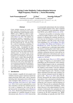 Solving Cosine Similarity Underestimation between High Frequency Words
  by L2 Norm Discounting