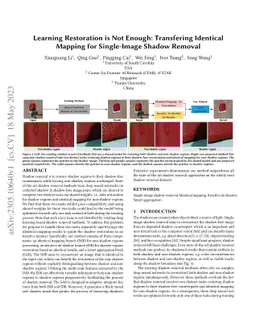 Learning Restoration is Not Enough: Transfering Identical Mapping for
  Single-Image Shadow Removal