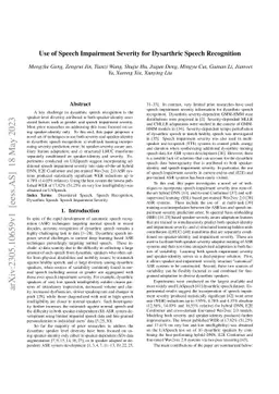 Use of Speech Impairment Severity for Dysarthric Speech Recognition