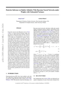 Posterior Inference on Shallow Infinitely Wide Bayesian Neural Networks
  under Weights with Unbounded Variance