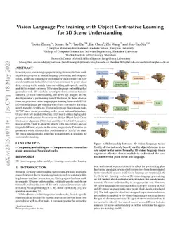 Vision-Language Pre-training with Object Contrastive Learning for 3D
  Scene Understanding