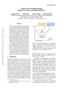 Flatness-Aware Prompt Selection Improves Accuracy and Sample Efficiency