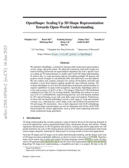 OpenShape: Scaling Up 3D Shape Representation Towards Open-World
  Understanding