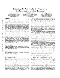 Expanding the Role of Affective Phenomena in Multimodal Interaction
  Research
