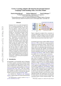 TAPIR: Learning Adaptive Revision for Incremental Natural Language
  Understanding with a Two-Pass Model