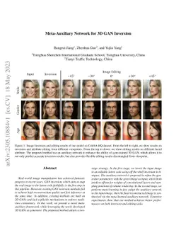Meta-Auxiliary Network for 3D GAN Inversion