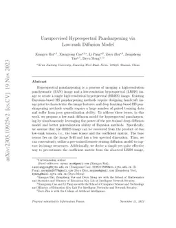 Unsupervised Hyperspectral Pansharpening via Low-rank Diffusion Model