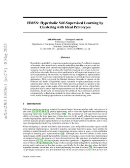 HMSN: Hyperbolic Self-Supervised Learning by Clustering with Ideal
  Prototypes