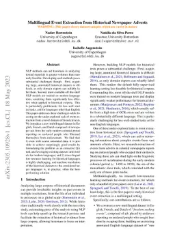 Multilingual Event Extraction from Historical Newspaper Adverts