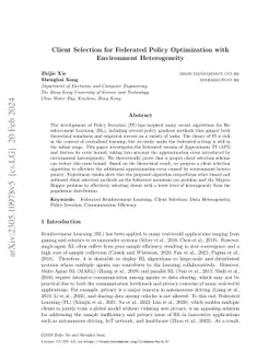 Client Selection for Federated Policy Optimization with Environment
  Heterogeneity