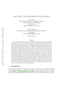 Deep Metric Tensor Regularized Policy Gradient