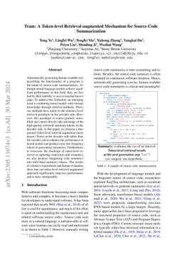 Tram: A Token-level Retrieval-augmented Mechanism for Source Code
  Summarization