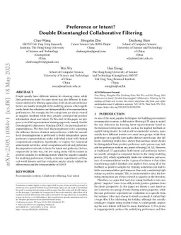 Preference or Intent? Double Disentangled Collaborative Filtering