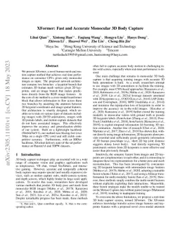 XFormer: Fast and Accurate Monocular 3D Body Capture