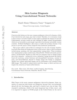 Skin Lesion Diagnosis Using Convolutional Neural Networks