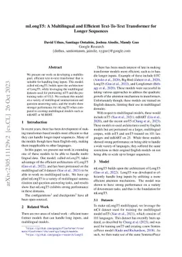 mLongT5: A Multilingual and Efficient Text-To-Text Transformer for
  Longer Sequences