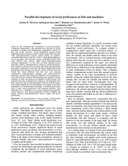 Parallel development of social preferences in fish and machines