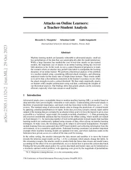 Attacks on Online Learners: a Teacher-Student Analysis