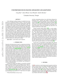 Unsupervised Multi-channel Separation and Adaptation