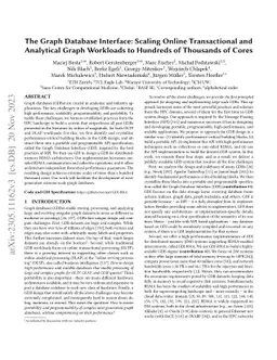 The Graph Database Interface: Scaling Online Transactional and
  Analytical Graph Workloads to Hundreds of Thousands of Cores