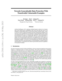 Towards Generalizable Data Protection With Transferable Unlearnable
  Examples