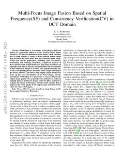 Multi-Focus Image Fusion Based on Spatial Frequency(SF) and Consistency
  Verification(CV) in DCT Domain