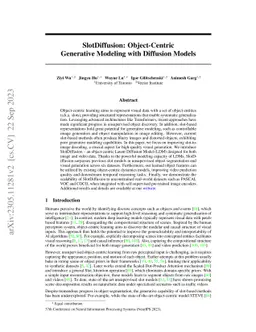 SlotDiffusion: Object-Centric Generative Modeling with Diffusion Models