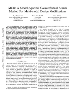 MCD: A Model-Agnostic Counterfactual Search Method For Multi-modal
  Design Modifications