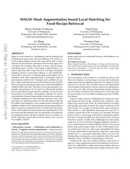 MALM: Mask Augmentation based Local Matching for Food-Recipe Retrieval